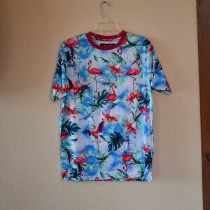 Flamingo Print Short Sleeve Shirt